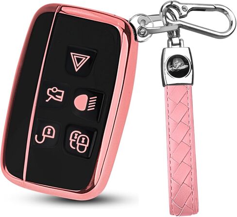 لغطاء مفتاح Range Rover Key Fob مع سلسلة مفاتيح السيارة، حافظة مفاتيح سيارة ناعمة من مادة TPU متوافقة مع LR4 Sport Evoque لسيارة Jaguar XF XJ XJL F-pace، 5 أزرار لغطاء مفتاح Jaguar in Kuwait