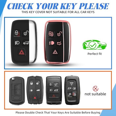 لغطاء مفتاح Range Rover Key Fob مع سلسلة مفاتيح السيارة، حافظة مفاتيح سيارة ناعمة من مادة TPU متوافقة مع LR4 Sport Evoque لسيارة Jaguar XF XJ XJL F-pace، 5 أزرار لغطاء مفتاح Jaguar in Kuwait