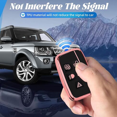 لغطاء مفتاح Range Rover Key Fob مع سلسلة مفاتيح السيارة، حافظة مفاتيح سيارة ناعمة من مادة TPU متوافقة مع LR4 Sport Evoque لسيارة Jaguar XF XJ XJL F-pace، 5 أزرار لغطاء مفتاح Jaguar in Kuwait