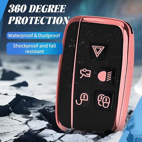 لغطاء مفتاح Range Rover Key Fob مع سلسلة مفاتيح السيارة، حافظة مفاتيح سيارة ناعمة من مادة TPU متوافقة مع LR4 Sport Evoque لسيارة Jaguar XF XJ XJL F-pace، 5 أزرار لغطاء مفتاح Jaguar in Kuwait