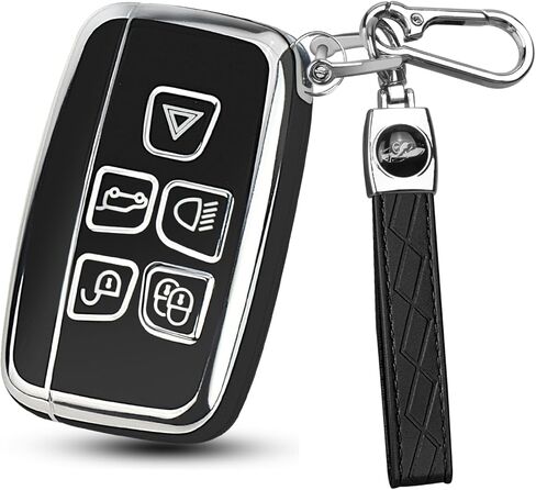 لغطاء مفتاح Range Rover Key Fob مع سلسلة مفاتيح السيارة، حافظة مفاتيح سيارة ناعمة من مادة TPU متوافقة مع LR4 Sport Evoque لسيارة Jaguar XF XJ XJL F-pace، 5 أزرار لغطاء مفتاح Jaguar in Kuwait