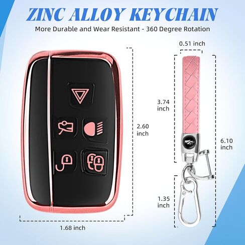 لغطاء مفتاح Range Rover Key Fob مع سلسلة مفاتيح السيارة، حافظة مفاتيح سيارة ناعمة من مادة TPU متوافقة مع LR4 Sport Evoque لسيارة Jaguar XF XJ XJL F-pace، 5 أزرار لغطاء مفتاح Jaguar in Kuwait