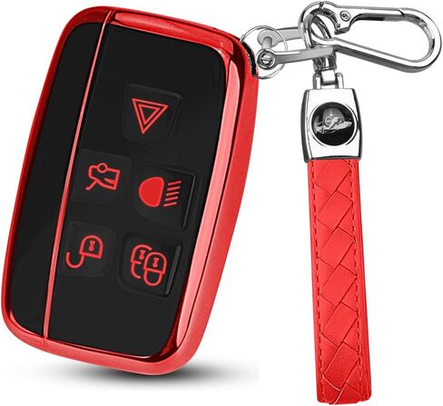 لغطاء مفتاح Range Rover Key Fob مع سلسلة مفاتيح السيارة، حافظة مفاتيح سيارة ناعمة من مادة TPU متوافقة مع LR4 Sport Evoque لسيارة Jaguar XF XJ XJL F-pace، 5 أزرار لغطاء مفتاح Jaguar in Kuwait