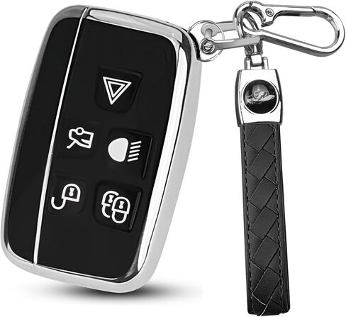 لغطاء مفتاح Range Rover Key Fob مع سلسلة مفاتيح السيارة، حافظة مفاتيح سيارة ناعمة من مادة TPU متوافقة مع LR4 Sport Evoque لسيارة Jaguar XF XJ XJL F-pace، 5 أزرار لغطاء مفتاح Jaguar in Kuwait