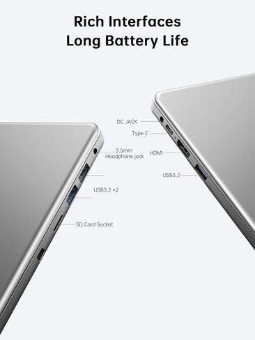 جهاز كمبيوتر محمول 16 جيجابايت DDR4 ، 512GB SSD مع معالج Intel N97 ، شاشة 1080p FHD ، Windows 11 ، WiFi ، BT5.0 ، USB3.2 ، Type-C ، 38WH Battery in Kuwait