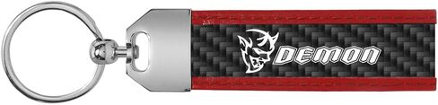 صورة iPick لحزام Dodge Demon من ألياف الكربون الحقيقية مع سلسلة مفاتيح بحافة مخيطة من الجلد الأحمر - مرخصة رسميًا in Saudi Arabia