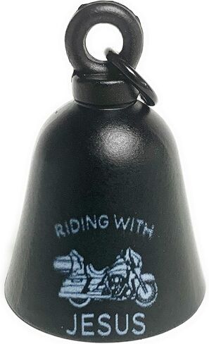 Kustom Cycle Parts Gloss Black Riding with Jesus Touring Motorcycle 'Evil Spirits' Biker Guard Bell. Our Custom Bells are Universal fit. Works on Any Make and Model Motorcycle. USA Designed in Saudi Arabia