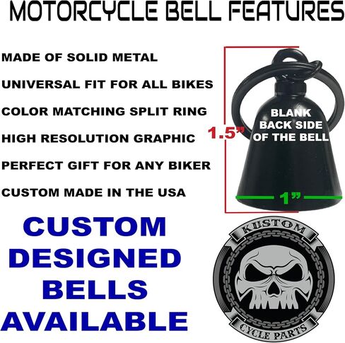 Kustom Cycle Parts Gloss Black Riding with Jesus Touring Motorcycle 'Evil Spirits' Biker Guard Bell. Our Custom Bells are Universal fit. Works on Any Make and Model Motorcycle. USA Designed in Saudi Arabia