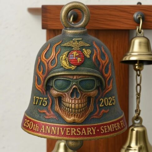 US Marine Corps 250th Anniversary Motorcycle Bell,Good Luck Bicycle Motorcycle Bell Accessories and Keychain for Family and Friends Good Luck Gift in Kuwait