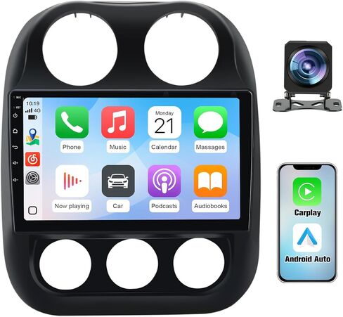 4G+64G 10 inch Touch Screen Car Radio Stereo for Jeep Compass Patriot 2010-2016 Android 13 CarPlay Android Auto Bluetooth with GPS Navigation in Kuwait