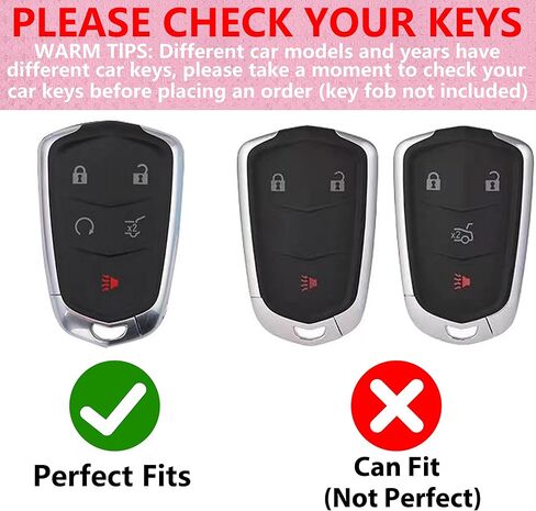 Compatible with Cadillac Key Fob Cover with Heart Keychain for Women, Compatible with Cadillac Escalade ATS CTS STS SRX XT5 CT6 Smart Remote Key Protector (5 Buttons-Black) in Saudi Arabia