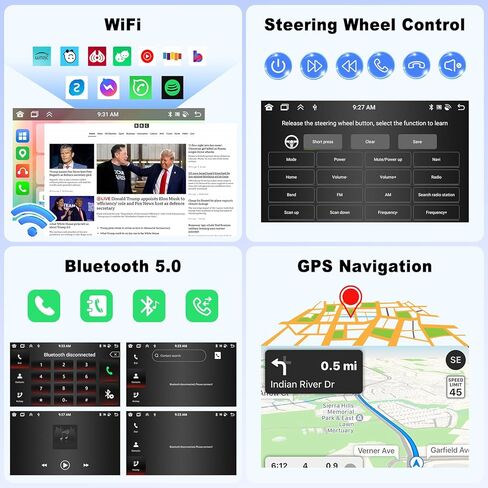 Sixtop [2+64g] Android Car Stereo لـ BMW E53 1999-2005 مع ارتباط مرآة Auto Auto Carplay Android 9 بوصة in Kuwait