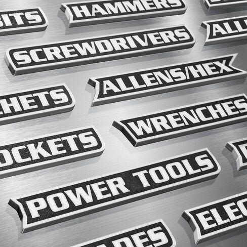 12 Pack of Magnetic Tool Box Labels, 3D-Printed Toolbox Labels, General Tool Box Organize Accessories, Toolbox Magnetic Labels, Reusable Labels, for Steel Toolboxes, Carts, Drawers, and Cabinets in Kuwait