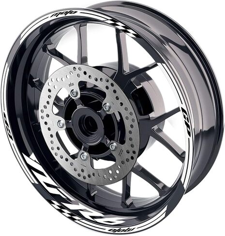 ملصقات حافة عجلة MC MOTOPARTS مقاس 17 بوصة من الفينيل اللامع AA02 متوافقة مع YZF R6 99-24 09 10 11 12 13 14 15 16 17 18 19 20 21 22 23 24 (أبيض) in Saudi Arabia