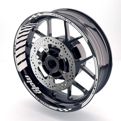 MC MOTOPARTS 17 inch Wheel Rim Stickers Decals Vinyl Glossy AA02 Compatible with YZF R6 99-24 09 10 11 12 13 14 15 16 17 18 19 20 21 22 23 24 (WHITE) in Saudi Arabia
