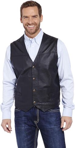 Cripple Creek Men's Black Leather Western Snap Front Coat 3XL in Saudi Arabia