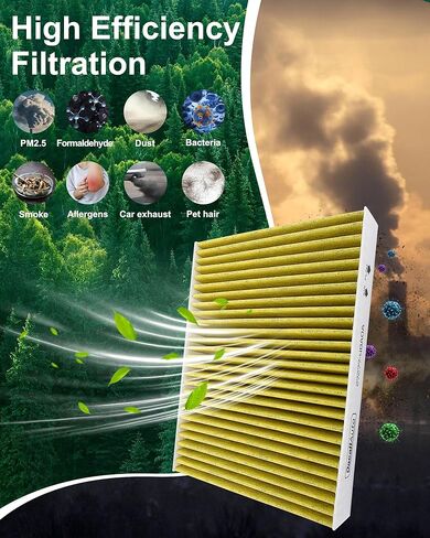 Activated Carbon Cabin & Engine Air Filter Set fit for Nissan Rogue 2.5L Gas (2014-2020), Rogue Hybrid 2.0L (2017–2019), Rogue Sport/Qashqai 2.0L (2017–2023), Replacement CF11854, CA11858 in Kuwait