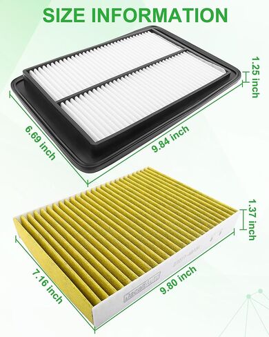 Activated Carbon Cabin & Engine Air Filter Set fit for Nissan Rogue 2.5L Gas (2014-2020), Rogue Hybrid 2.0L (2017–2019), Rogue Sport/Qashqai 2.0L (2017–2023), Replacement CF11854, CA11858 in Kuwait
