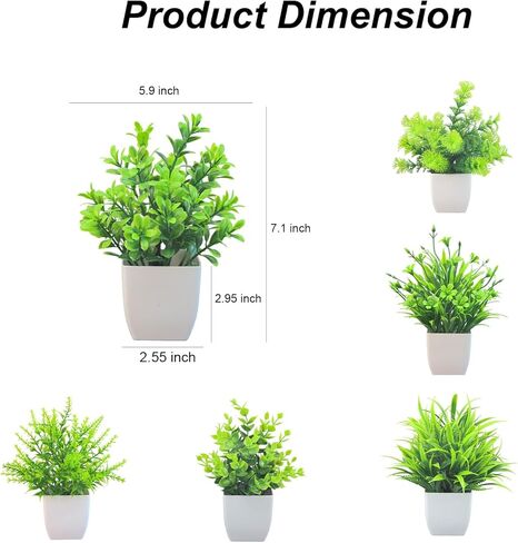 Artificial Plants 6 Packs Fake Plants Small Faux Plants Bathroom Accessories for Indoor Halloween Home Kitchen Office Desk Table Decor in Kuwait
