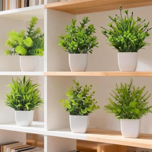 Artificial Plants 6 Packs Fake Plants Small Faux Plants Bathroom Accessories for Indoor Halloween Home Kitchen Office Desk Table Decor in Kuwait