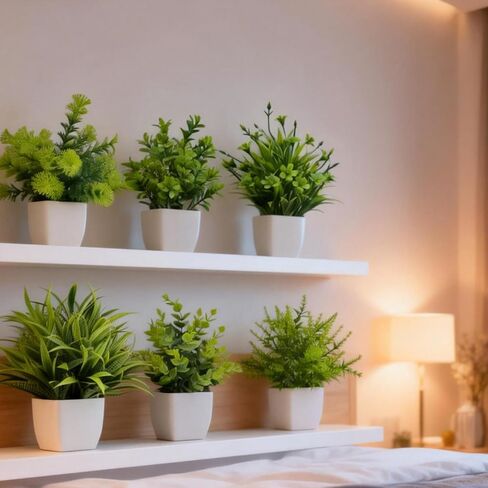 Artificial Plants 6 Packs Fake Plants Small Faux Plants Bathroom Accessories for Indoor Halloween Home Kitchen Office Desk Table Decor in Kuwait