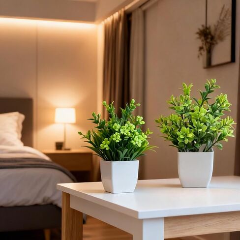 Artificial Plants 6 Packs Fake Plants Small Faux Plants Bathroom Accessories for Indoor Halloween Home Kitchen Office Desk Table Decor in Kuwait