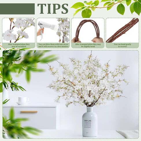 5 قطع 39.4 بوصة فرع زهر الكرز الصناعي زهور الكرز الاصطناعية وهمية زهور صناعية طويلة الجذعية لحفلات الزفاف والمنزل والمكتب وغرفة النوم والحفلات وترتيب مزهرية الربيع والديكور الداخلي in Kuwait