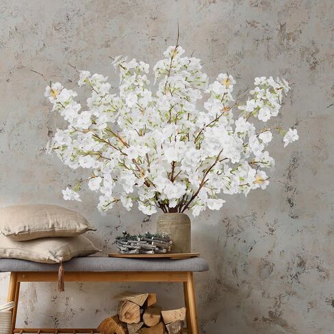 5 قطع 39.4 بوصة فرع زهر الكرز الصناعي زهور الكرز الاصطناعية وهمية زهور صناعية طويلة الجذعية لحفلات الزفاف والمنزل والمكتب وغرفة النوم والحفلات وترتيب مزهرية الربيع والديكور الداخلي in Kuwait