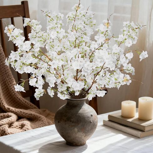 5 قطع 39.4 بوصة فرع زهر الكرز الصناعي زهور الكرز الاصطناعية وهمية زهور صناعية طويلة الجذعية لحفلات الزفاف والمنزل والمكتب وغرفة النوم والحفلات وترتيب مزهرية الربيع والديكور الداخلي in Kuwait