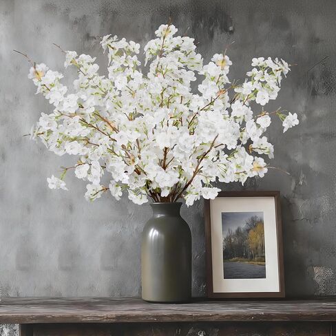 5 قطع 39.4 بوصة فرع زهر الكرز الصناعي زهور الكرز الاصطناعية وهمية زهور صناعية طويلة الجذعية لحفلات الزفاف والمنزل والمكتب وغرفة النوم والحفلات وترتيب مزهرية الربيع والديكور الداخلي in Kuwait