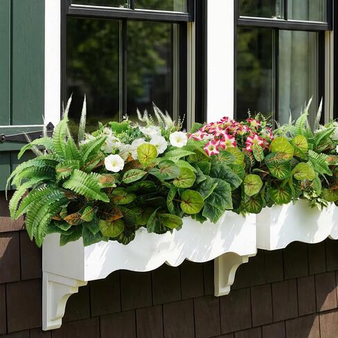 HOHOTIME نباتات صناعية في الهواء الطلق، خضرة صناعية وزهور واقعية مقاومة للأشعة فوق البنفسجية، بلاستيك بيجونيا صباح مجد الأوكالبتوس السرخس للديكورات الخارجية، فناء حديقة أمامية، ديكور ساحة الشرفة in Kuwait