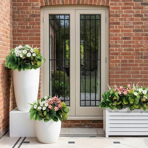 HOHOTIME نباتات صناعية في الهواء الطلق، خضرة صناعية وزهور واقعية مقاومة للأشعة فوق البنفسجية، بلاستيك بيجونيا صباح مجد الأوكالبتوس السرخس للديكورات الخارجية، فناء حديقة أمامية، ديكور ساحة الشرفة in Kuwait