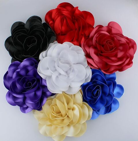 8in Large Fabric Rose Floral Brooch Pin for Women and Men - Oversized Flower Corsage for Wedding, Party, Dress and Scarf - Gift for Her (Black-FBA) in Saudi Arabia