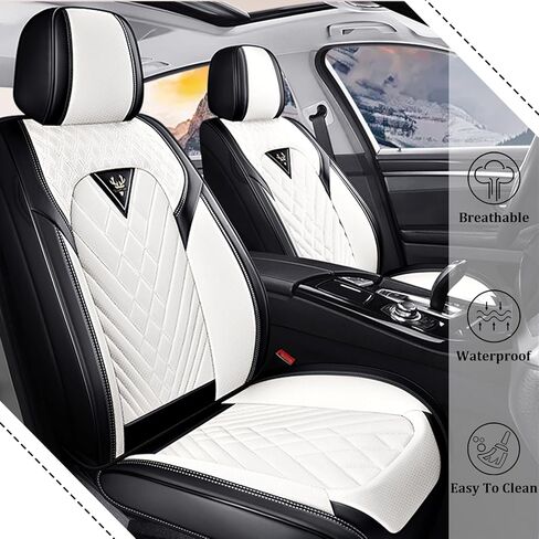 Car Seat Covers Full Set for Volkswagen Beetle 2012-2019, Waterproof Nappa Leather Car Seat Cover, Full Coverage Car Seat Covers Sets(5 Seats/Black White) in Saudi Arabia