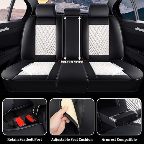 Car Seat Covers Full Set for Volkswagen Beetle 2012-2019, Waterproof Nappa Leather Car Seat Cover, Full Coverage Car Seat Covers Sets(5 Seats/Black White) in Saudi Arabia