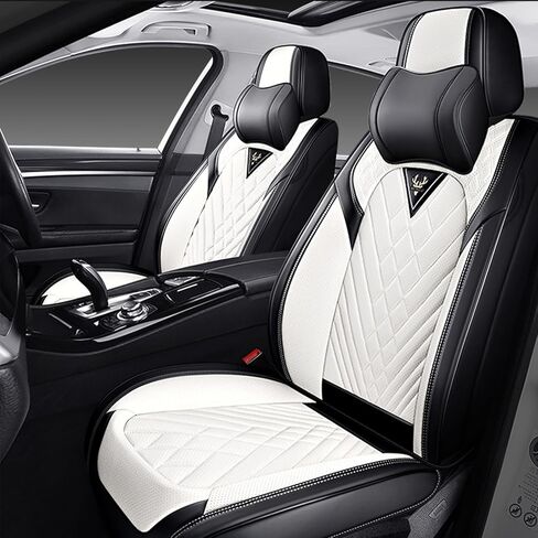 Car Seat Covers Full Set for Volkswagen Beetle 2012-2019, Waterproof Nappa Leather Car Seat Cover, Full Coverage Car Seat Covers Sets(5 Seats/Black White) in Saudi Arabia