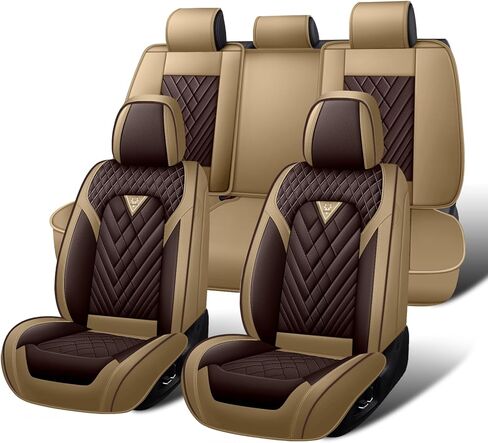 أغطية مقاعد السيارة الأمامية لسيارة كاديلاك XT6 2020-2026، غطاء مقعد السيارة من جلد نابا المقاوم للماء، مجموعة أغطية مقاعد السيارة ذات التغطية الكاملة (مقعدين مع مساند للرأس/أسود وأبيض) in Kuwait