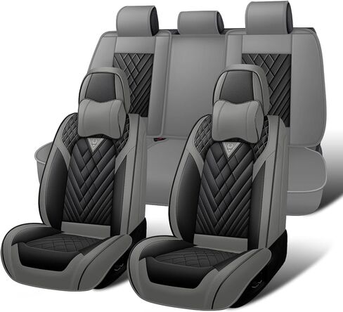 Car Seat Covers Front Seats for Cadillac XT6 2020-2026, Waterproof Nappa Leather Car Seat Cover, Full Coverage Car Seat Covers Sets(2 Seats with Headrests/Black White) in Saudi Arabia