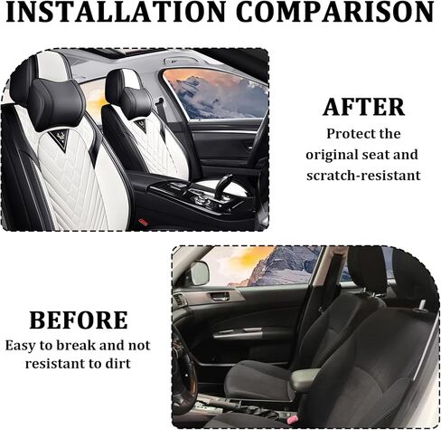 Car Seat Covers Front Seats for Cadillac XT6 2020-2026, Waterproof Nappa Leather Car Seat Cover, Full Coverage Car Seat Covers Sets(2 Seats with Headrests/Black White) in Saudi Arabia