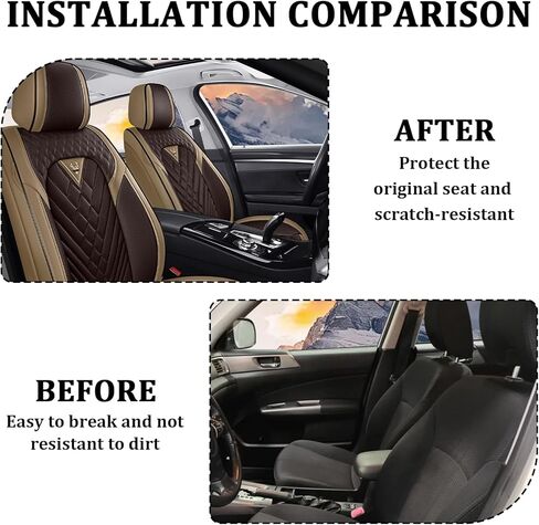 أغطية مقاعد السيارة المقاعد الأمامية لسيارة Ford F150 2000-2026، أغطية مقاعد السيارة من جلد نابا المقاوم للماء، مجموعة أغطية مقاعد السيارة ذات التغطية الكاملة (مقعدين/قهوة بنية) in Kuwait