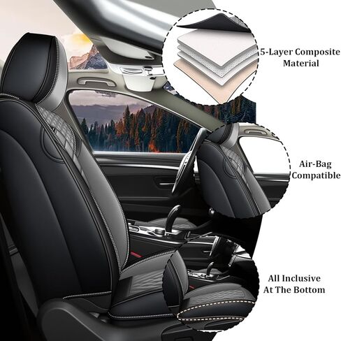 Car Seat Covers Full Set for Subaru Outback 2000-2026, Waterproof Nappa Leather Car Seat Cover, Full Coverage Car Seat Covers Sets(5 Seats/Black Gray) in Saudi Arabia