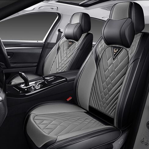 مجموعة أغطية مقاعد السيارة كاملة لسيارة Subaru Outback 2000-2026، غطاء مقعد السيارة من جلد نابا المقاوم للماء، مجموعات أغطية مقاعد السيارة ذات التغطية الكاملة (5 مقاعد/أسود رمادي) in Kuwait