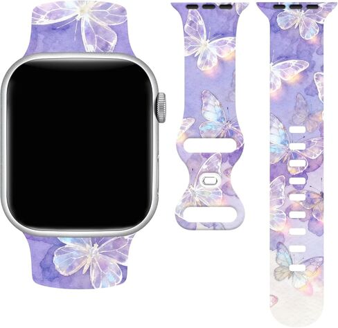 Butterflies Watch Band Compatible with Apple Watch, Silicone Strap Adjustable Replacement for Iwatch Bands All Series in Kuwait