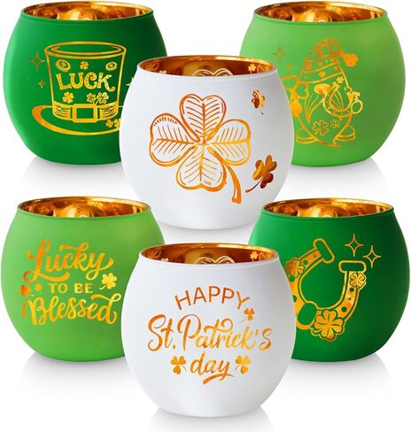 SHMILMH Diwali Candle Holders 6 PCS Happy Diwali Decorations for Home, Colorful Glass Tealight Candle Holder for Diwali Party, Table Centerpiece Décor in Saudi Arabia