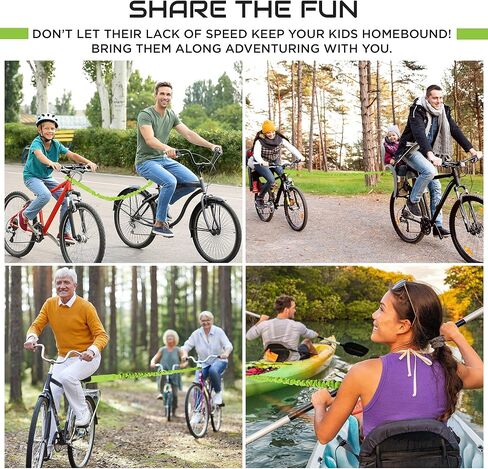 حبل سحب بنجي للدراجة من Cibi - حزام سحب عالي التحمل لراكبي الدراجات مع حلقات آمنة، يمتد من 4.6 إلى 15 قدم، ومقاوم 4000 رطل - للدراجات الصغيرة، MTB والمزيد in Kuwait