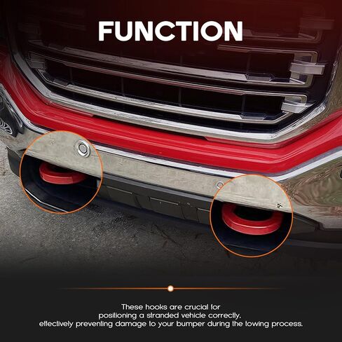 Front Bumper Tow Hook Shackles Red Compatible with Chevy Silverado 1500,GMC Sierra 1500 2007-2018, Replaces #84192871 in Kuwait