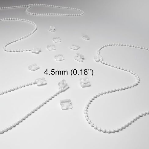 4.5mm White Plastic Ball Bead Chain Repair for Roller Blind Fitting, 10M Roller and Roman Shade Blind Beaded Chain Cord (10.94 Yards) in Saudi Arabia