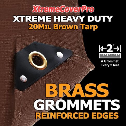 قماش القنب البني مقاس 4 × 12 بوصة - 20 مل | شديدة التحمل ومقاومة للماء | حماية من الأشعة فوق البنفسجية + حلقات نحاسية معززة بزوايا للتخزين في الهواء الطلق مقاس 4 × 12 قدم خيمة تخييم مطرية سقف الدفيئة غطاء أرضي مانع للتسرب سيارة سقيفة in Kuwait