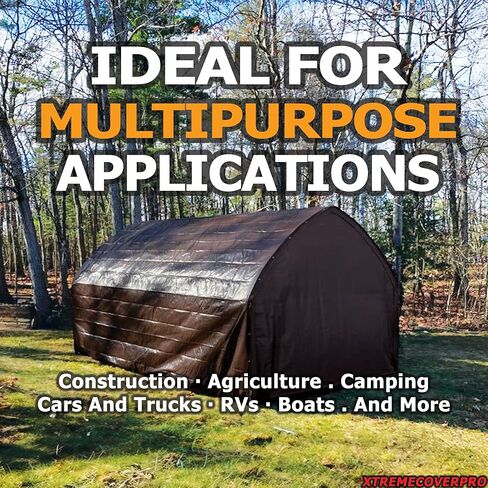 قماش القنب البني مقاس 4 × 12 بوصة - 20 مل | شديدة التحمل ومقاومة للماء | حماية من الأشعة فوق البنفسجية + حلقات نحاسية معززة بزوايا للتخزين في الهواء الطلق مقاس 4 × 12 قدم خيمة تخييم مطرية سقف الدفيئة غطاء أرضي مانع للتسرب سيارة سقيفة in Kuwait