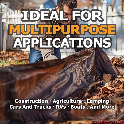 قماش القنب البني مقاس 4 × 12 بوصة - 20 مل | شديدة التحمل ومقاومة للماء | حماية من الأشعة فوق البنفسجية + حلقات نحاسية معززة بزوايا للتخزين في الهواء الطلق مقاس 4 × 12 قدم خيمة تخييم مطرية سقف الدفيئة غطاء أرضي مانع للتسرب سيارة سقيفة in Kuwait